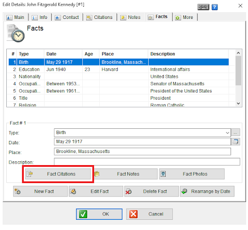 Adding a fact citation in Family Tree Builder