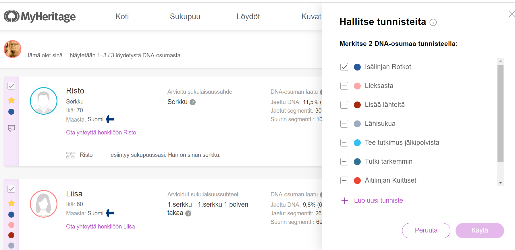 Miten tunnisteiden avulla voit luoda uutta pohjaa DNA-osumillesi?