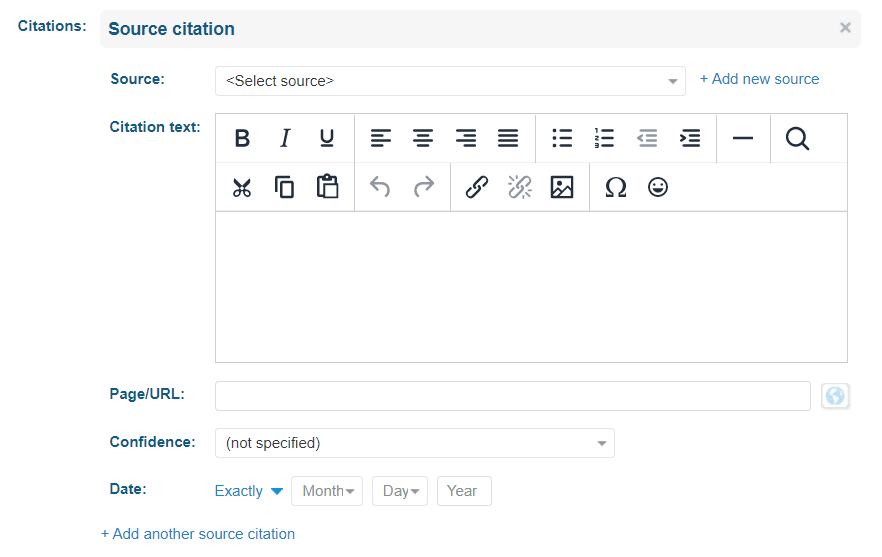 Adding genealogy source citations