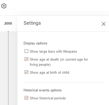 Family Tree Timeline settings