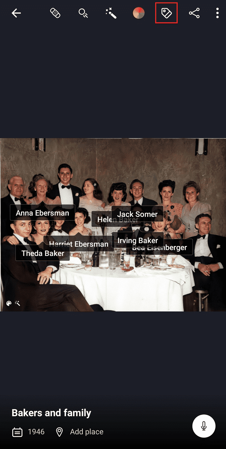 Tagged image in MyHeritage mobile app