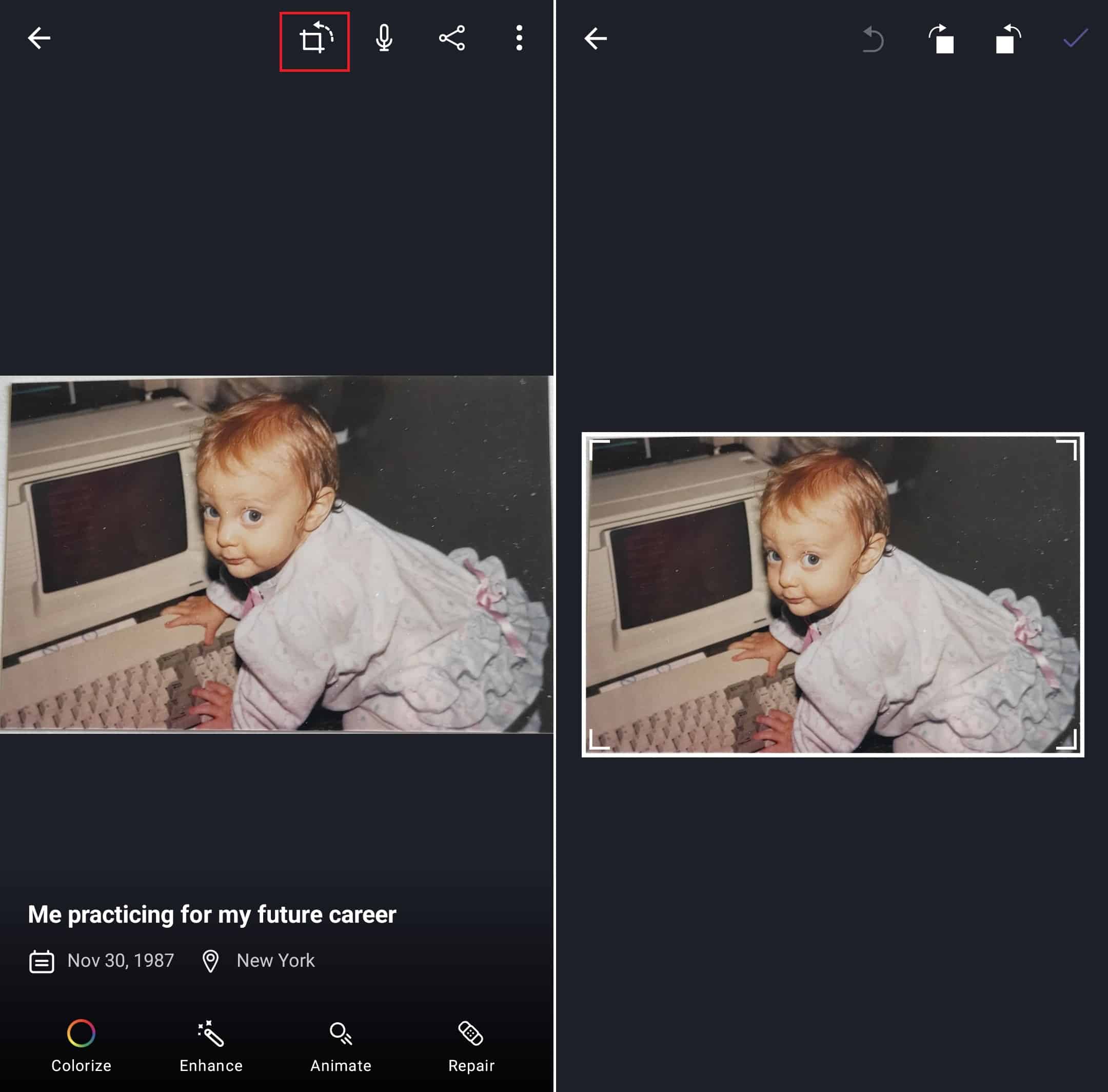 Editing and cropping a photo
